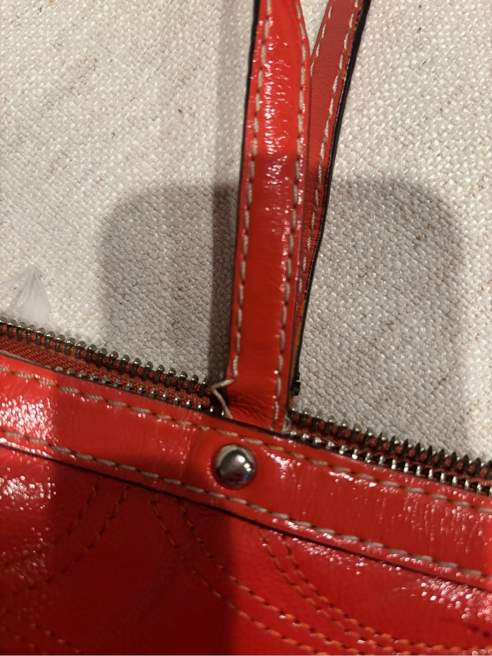 LOW START!🔥Coach Orange Patent Leather Tote with Signature Charm - Picture 11 of 13